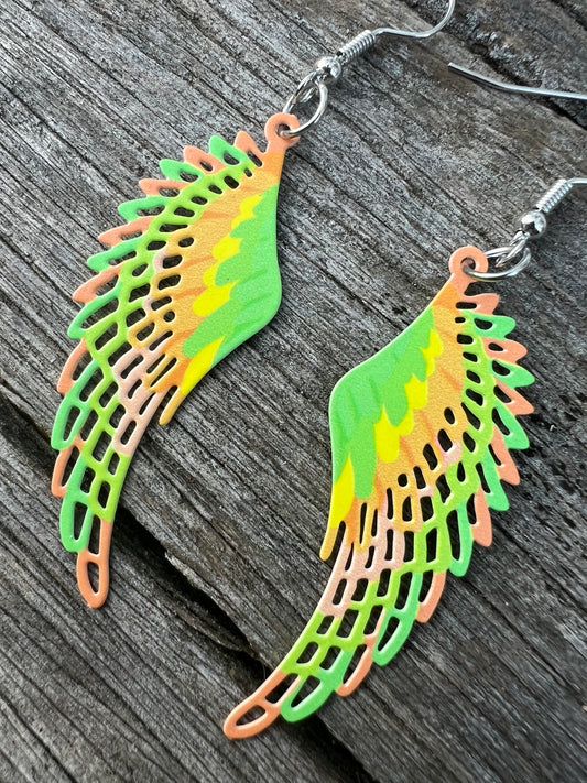 Lemon Lime Wings Filigree Earrings