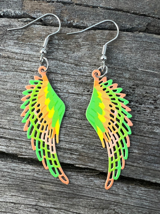 Lemon Lime Wings Filigree Earrings