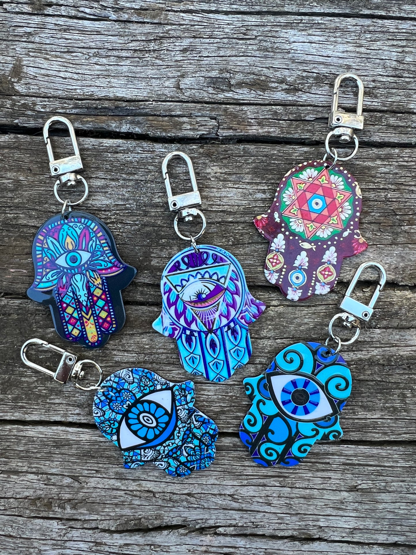 Hamsa Eye Floral Keyring