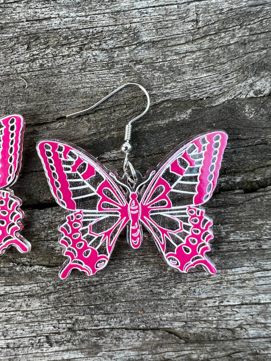 Pretty in Pink Butterfly Earrings