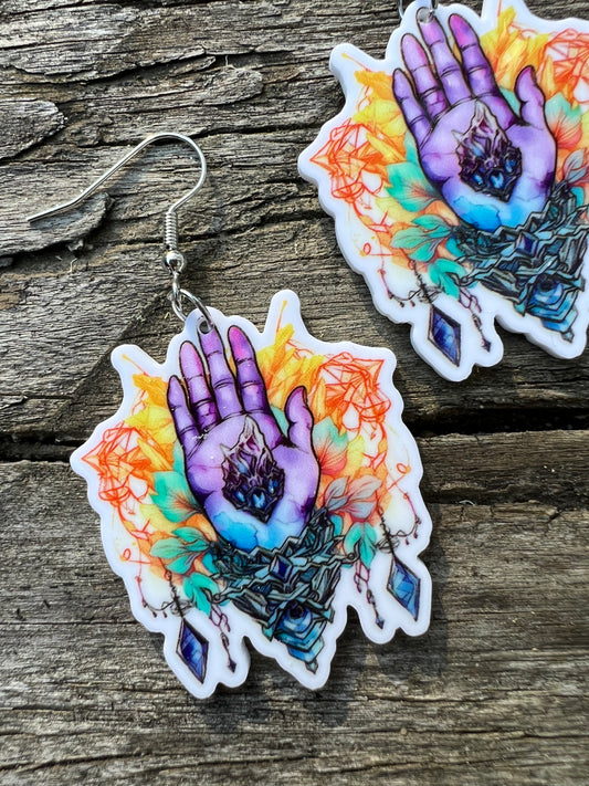 Mystic Vibes Hand Crystal Earrings