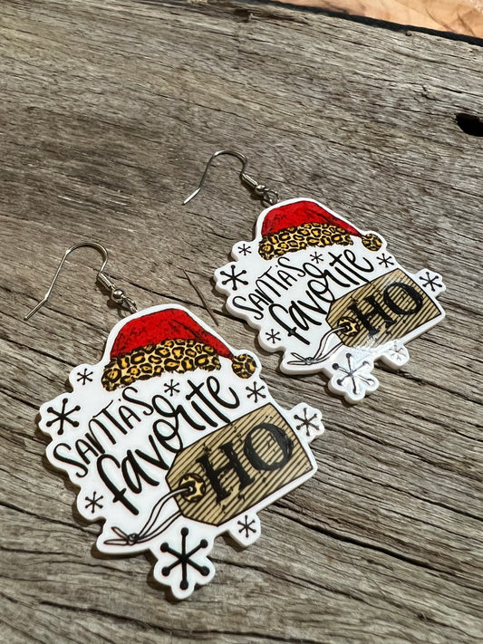Leopard Santa Hat Fav Earrings