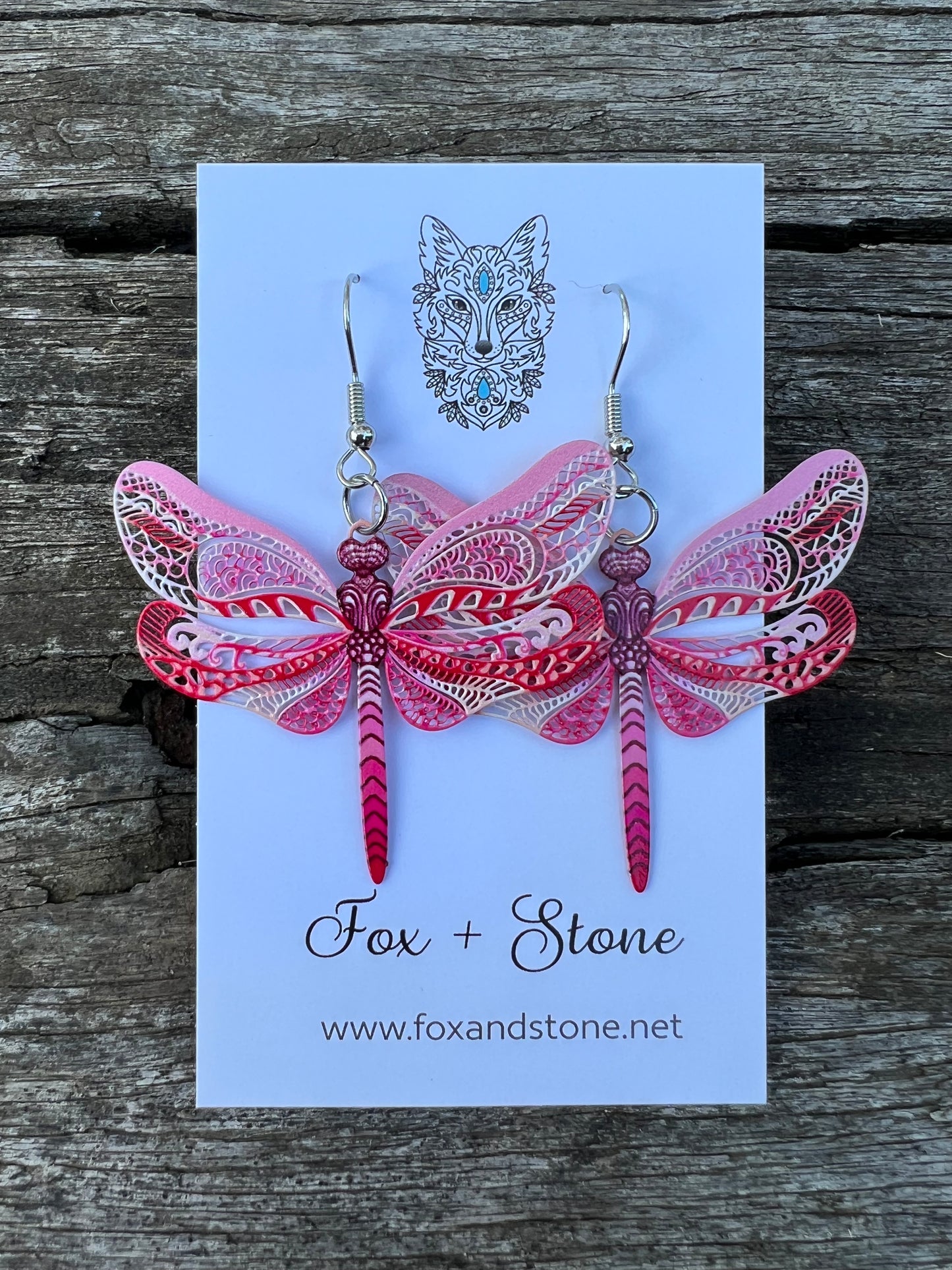 Pretty Pink Dragonfly Filigree Earrings