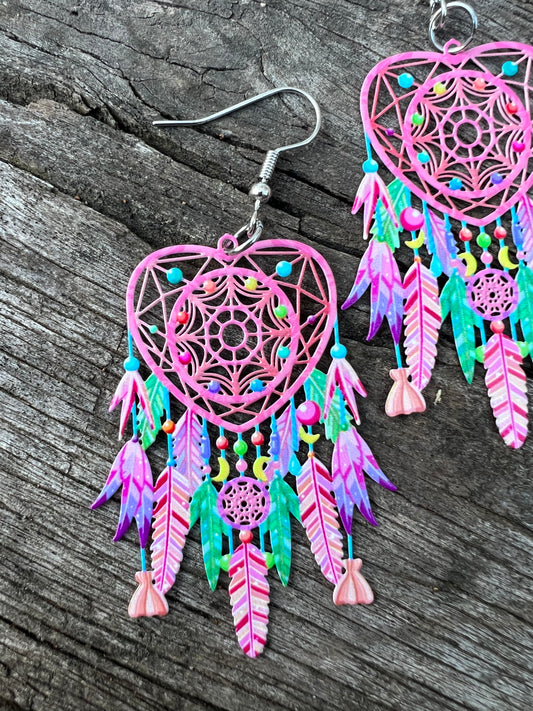Unicorn Heart Dreamcatcher Dreams Earrings