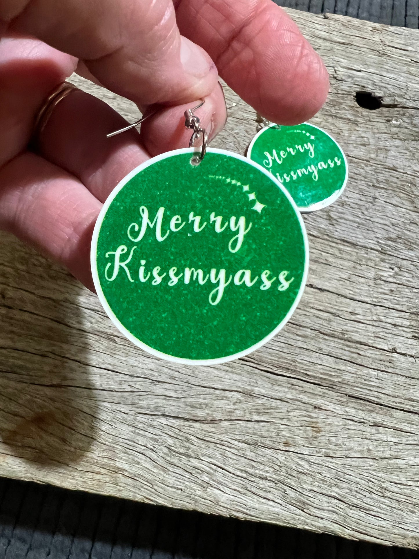 Merry Kiss My Ass Xmas Earrings