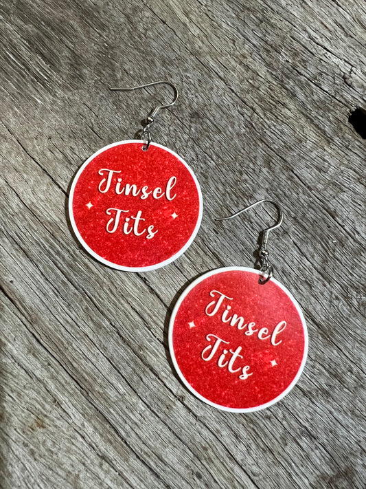 Xmas Tinsel Tits Resin Earrings