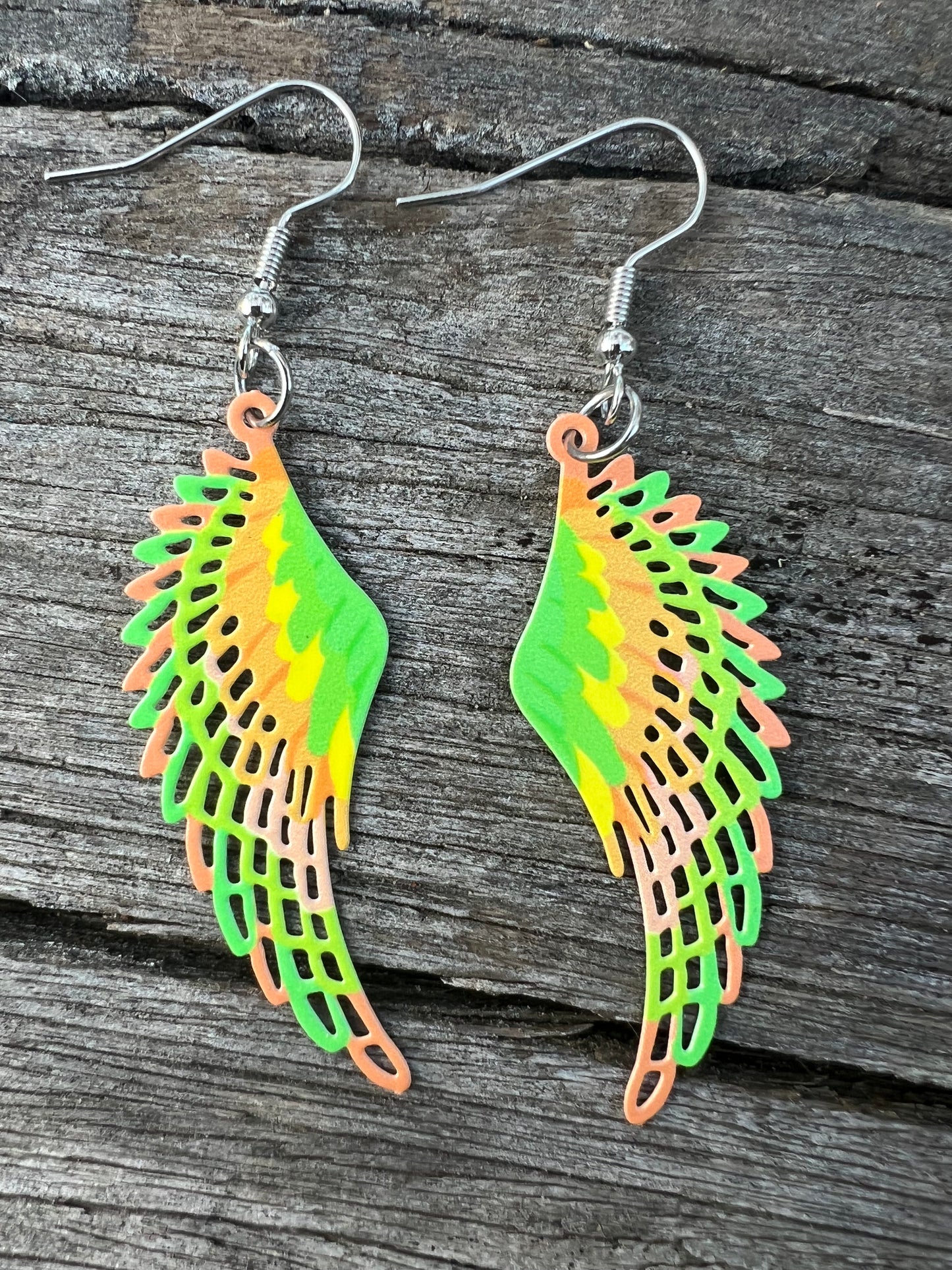 Lemon Lime Wings Filigree Earrings