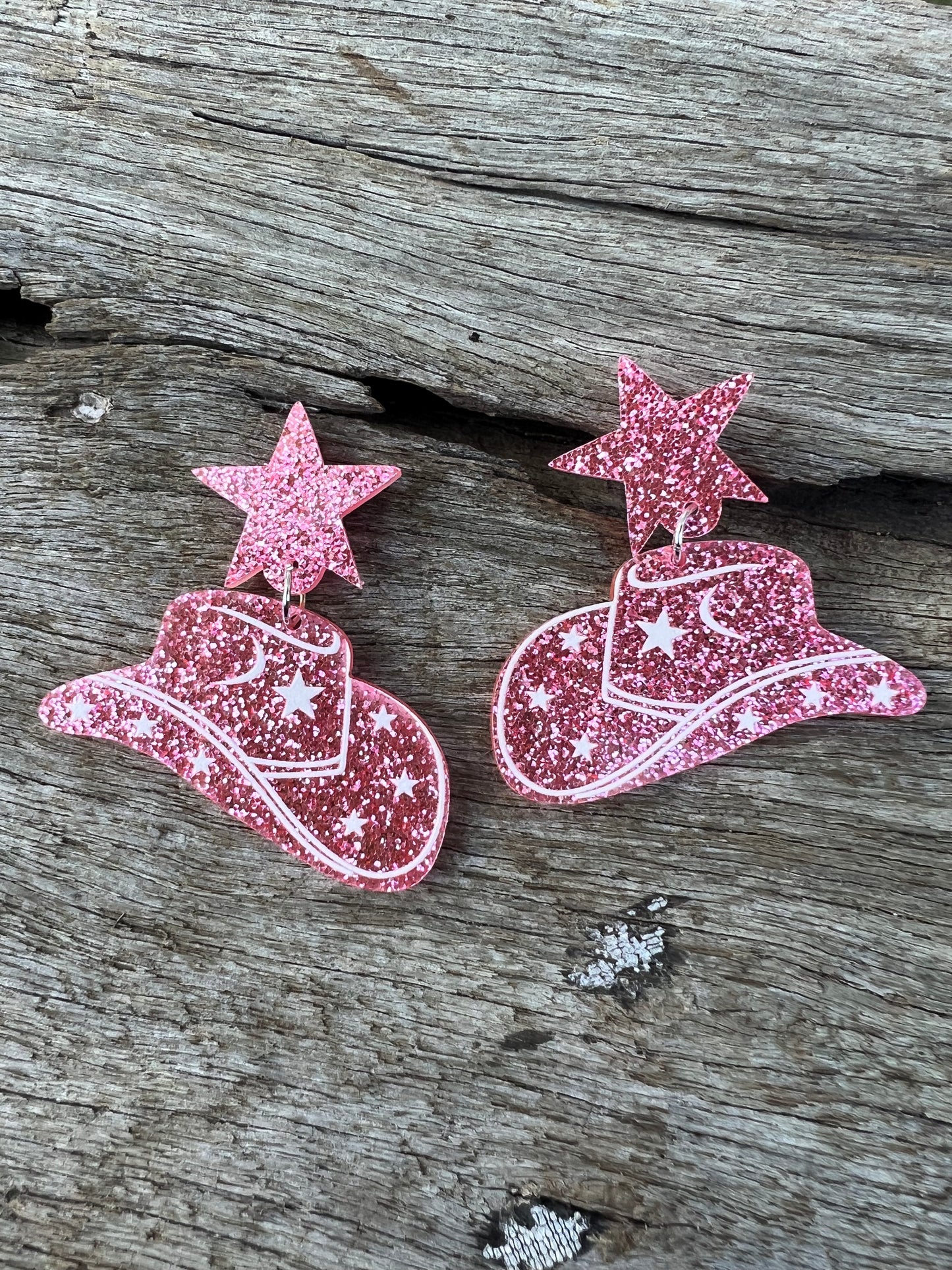 Cowgirl Hat + Stars Earrings