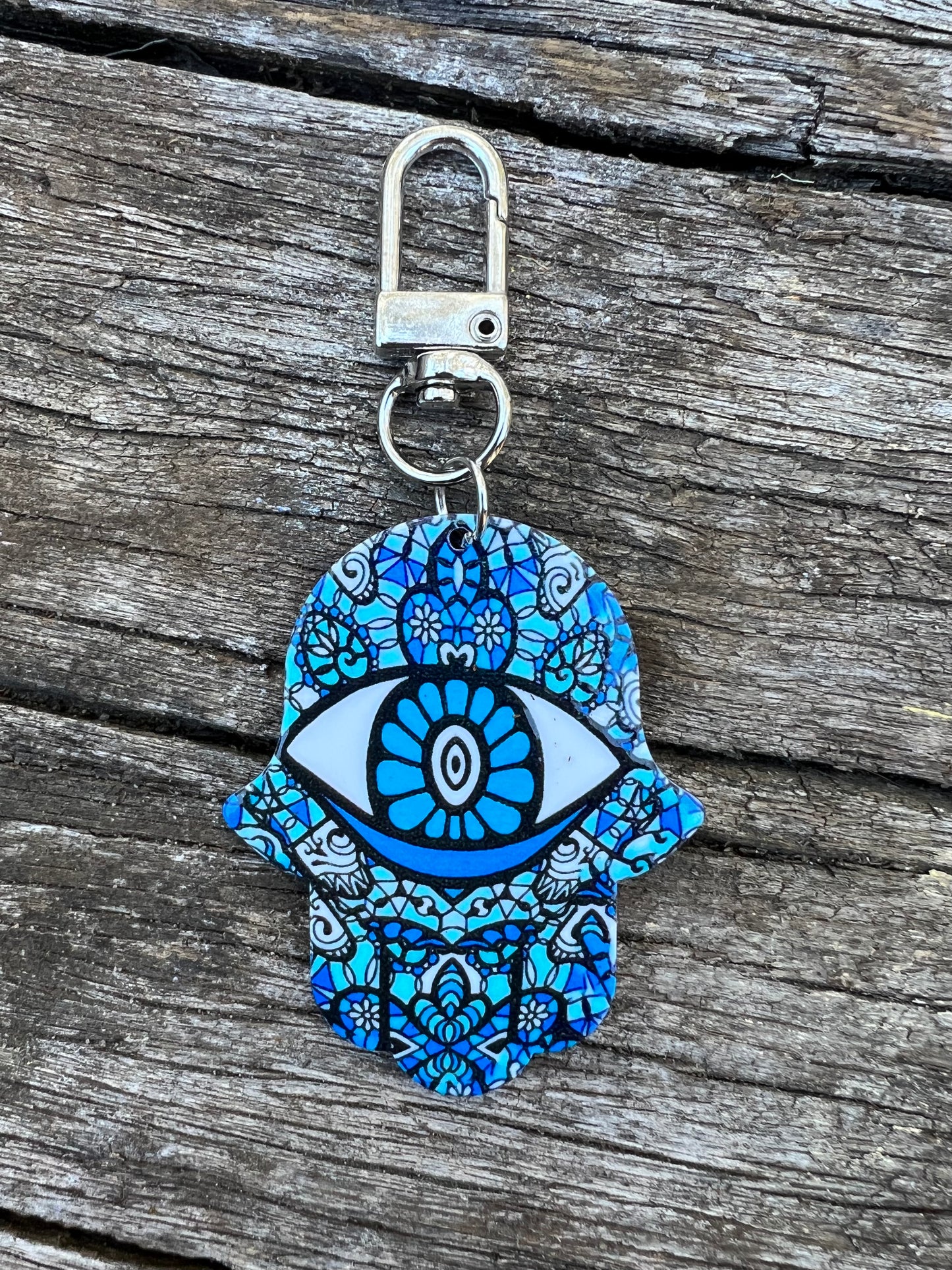 Hamsa Eye Floral Keyring