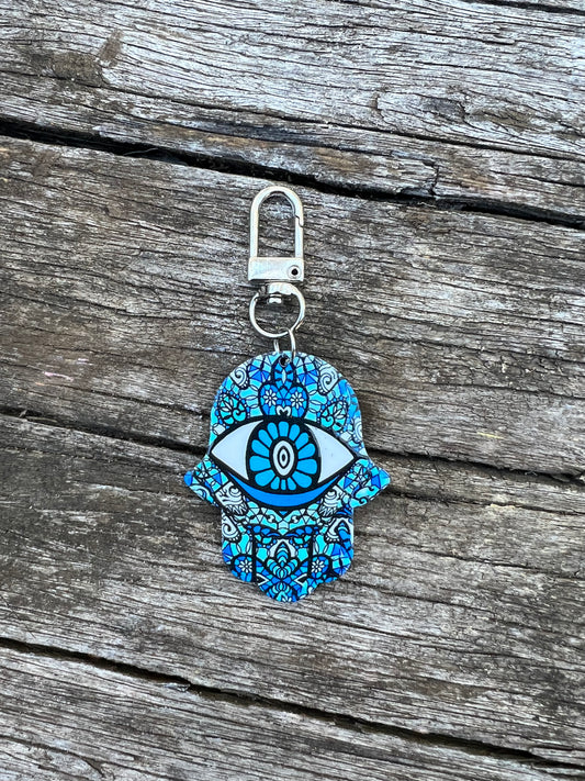 Hamsa Eye Floral Keyring