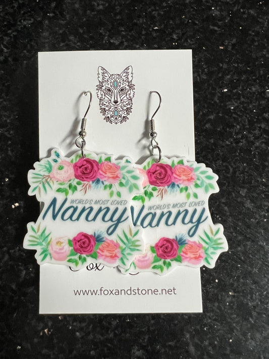 Worlds Most Loved Nanny Earrings