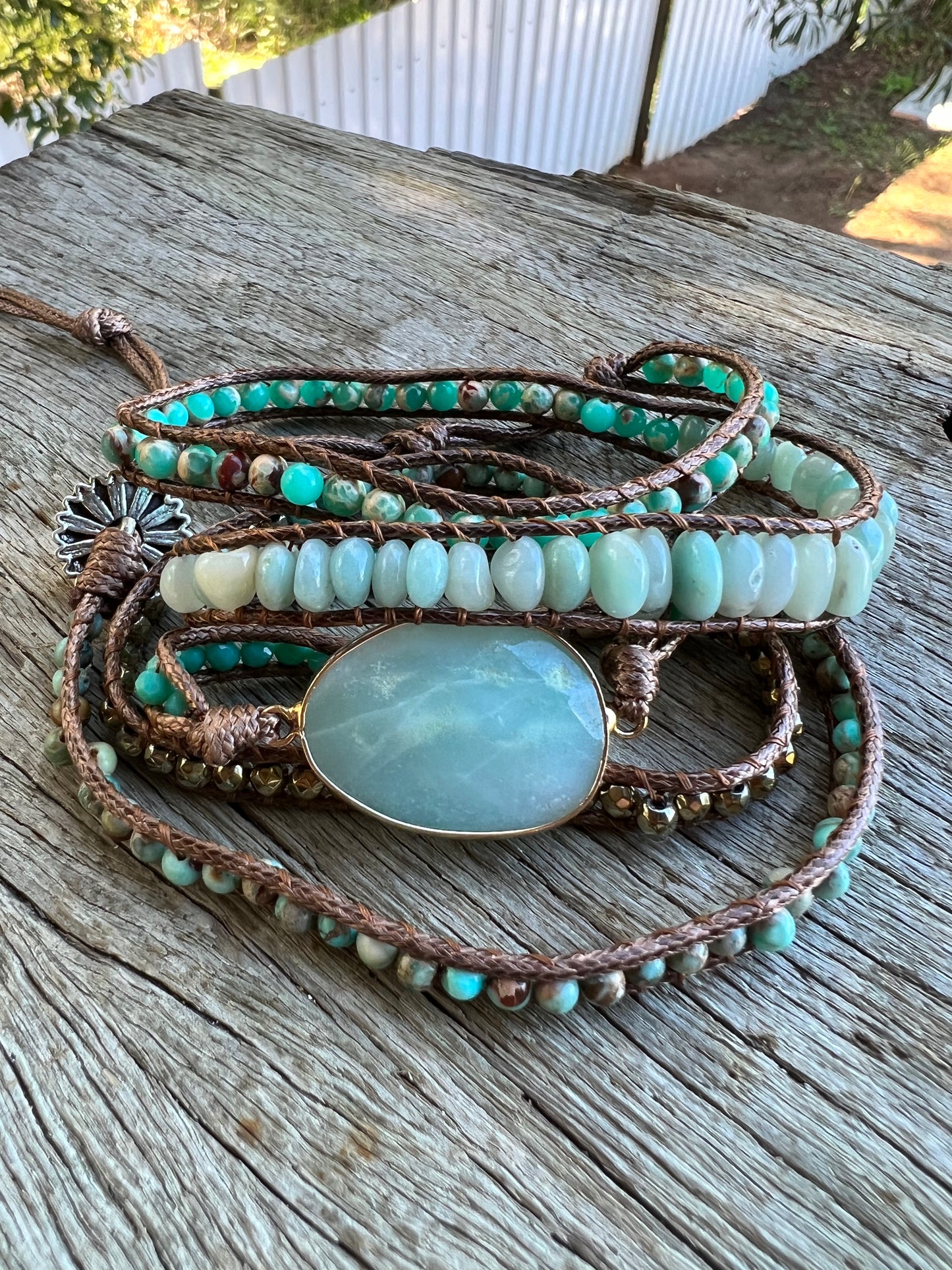 Amazonite Gemstone Multilayer Wrap Bracelet