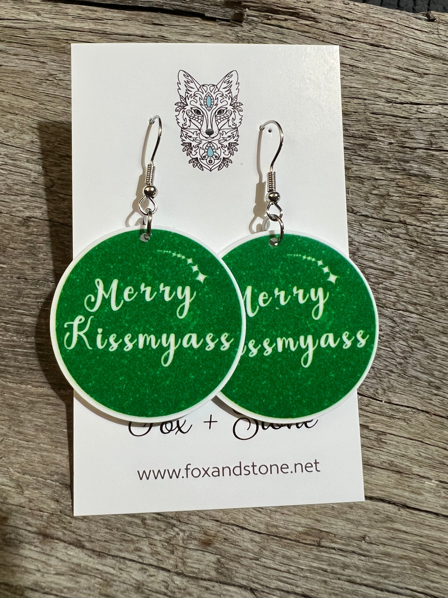 Merry Kiss My Ass Xmas Earrings