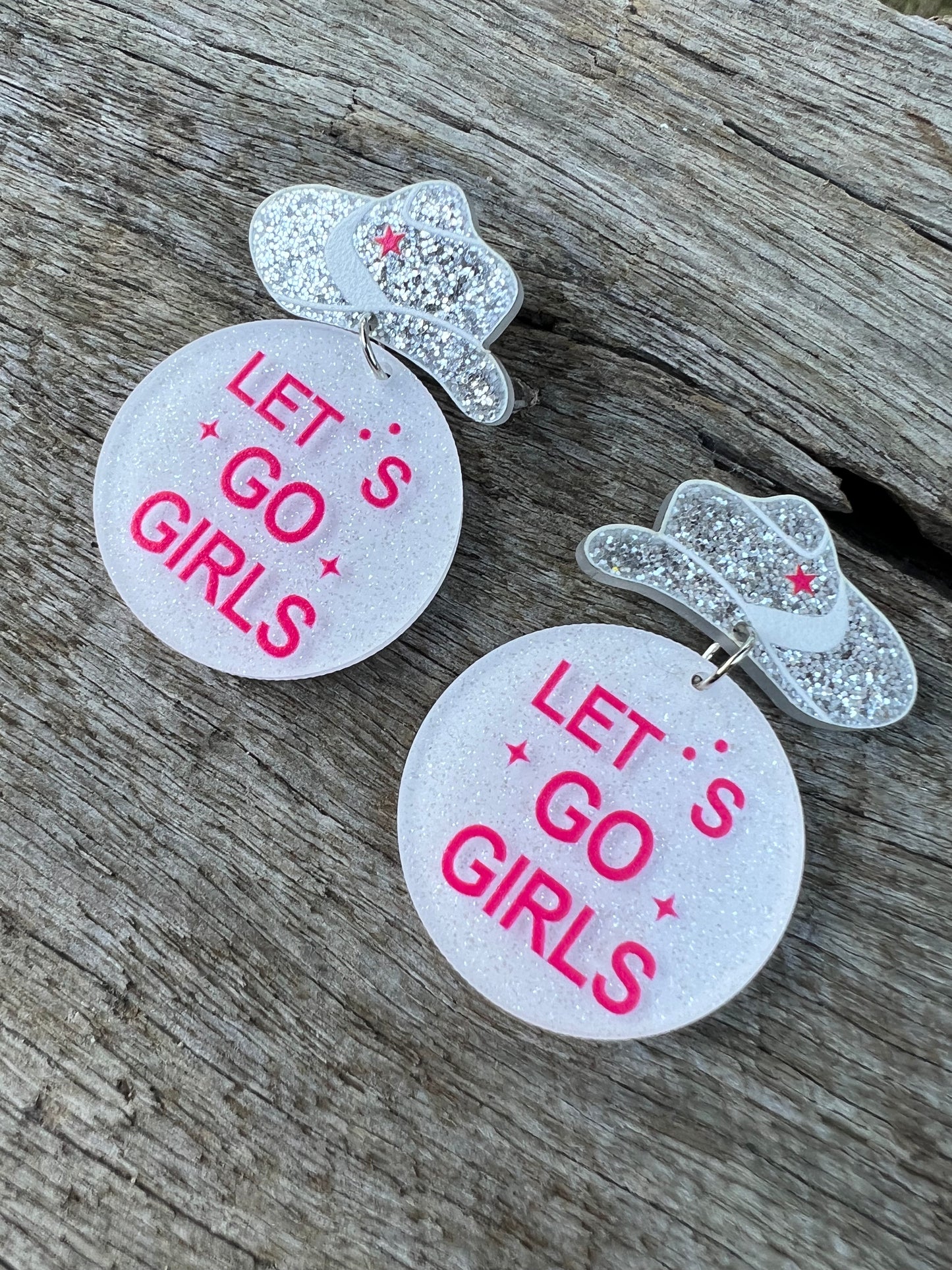 Let’s Go Girls Earrings White Pink