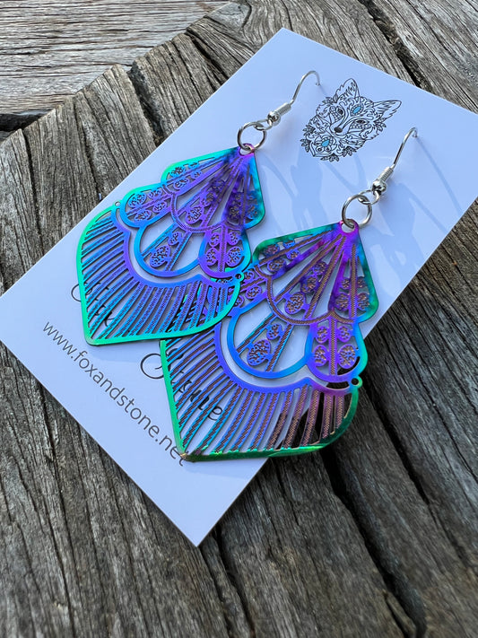 Lux Chandelier Iridescent Filigree Earrings