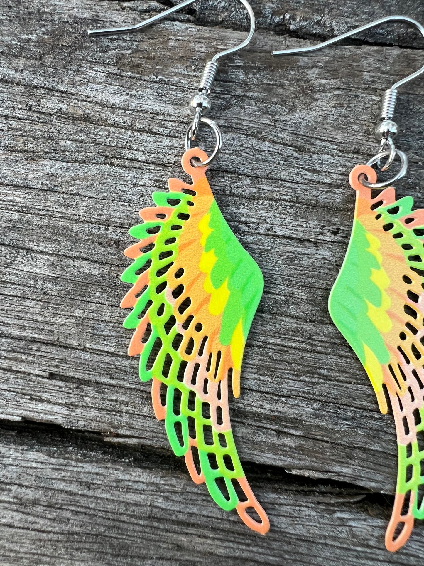 Lemon Lime Wings Filigree Earrings