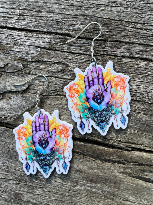 Mystic Vibes Hand Crystal Earrings