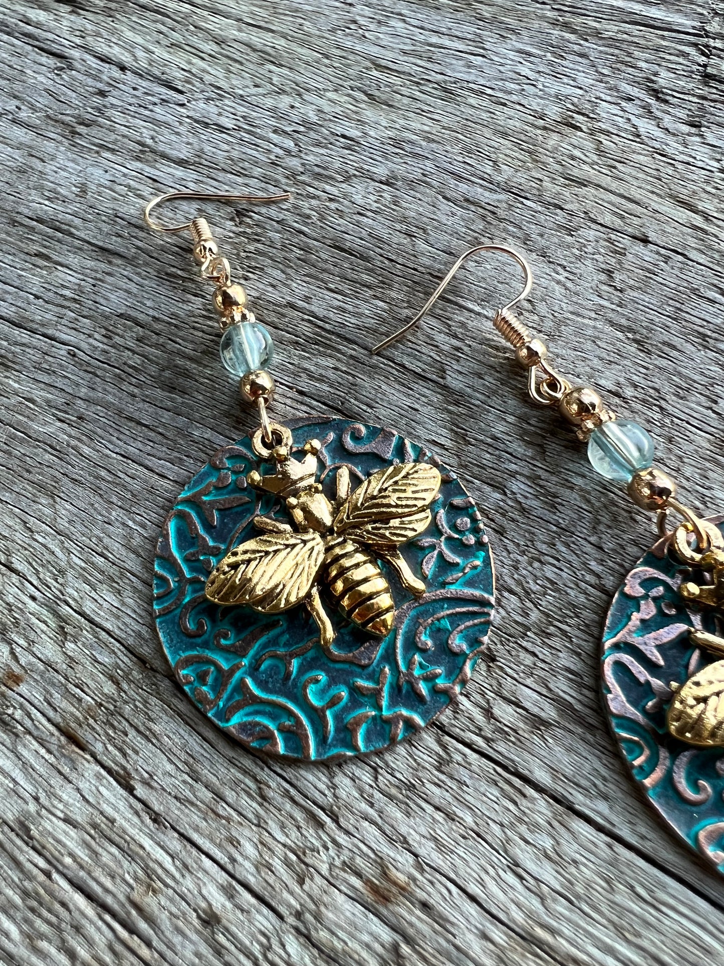 Beautiful Gold Bee Charm Earrings