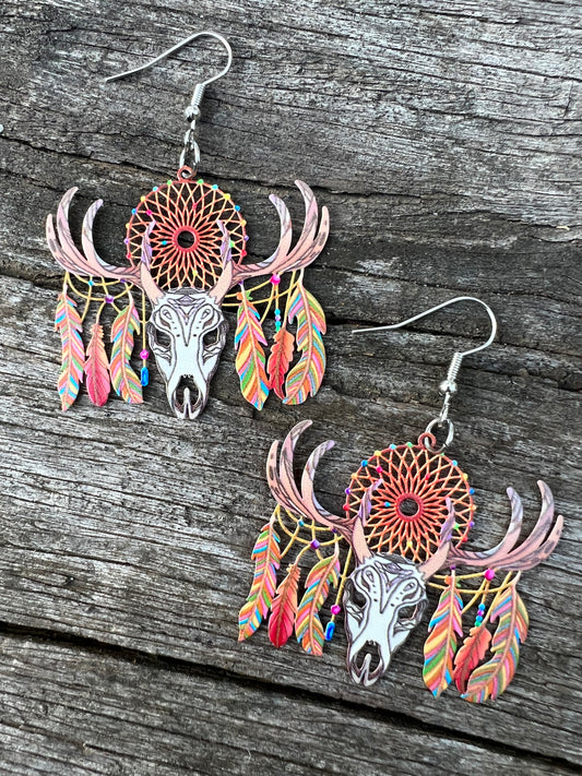 Boho Skull Dreamcatcher Dreams Earrings