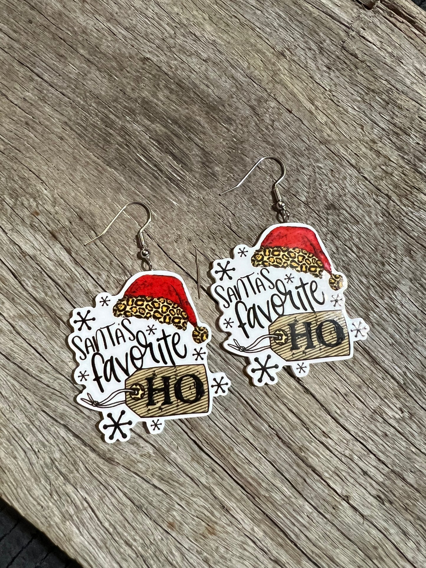 Leopard Santa Hat Fav Earrings