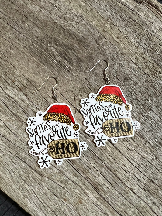 Leopard Santa Hat Fav Earrings