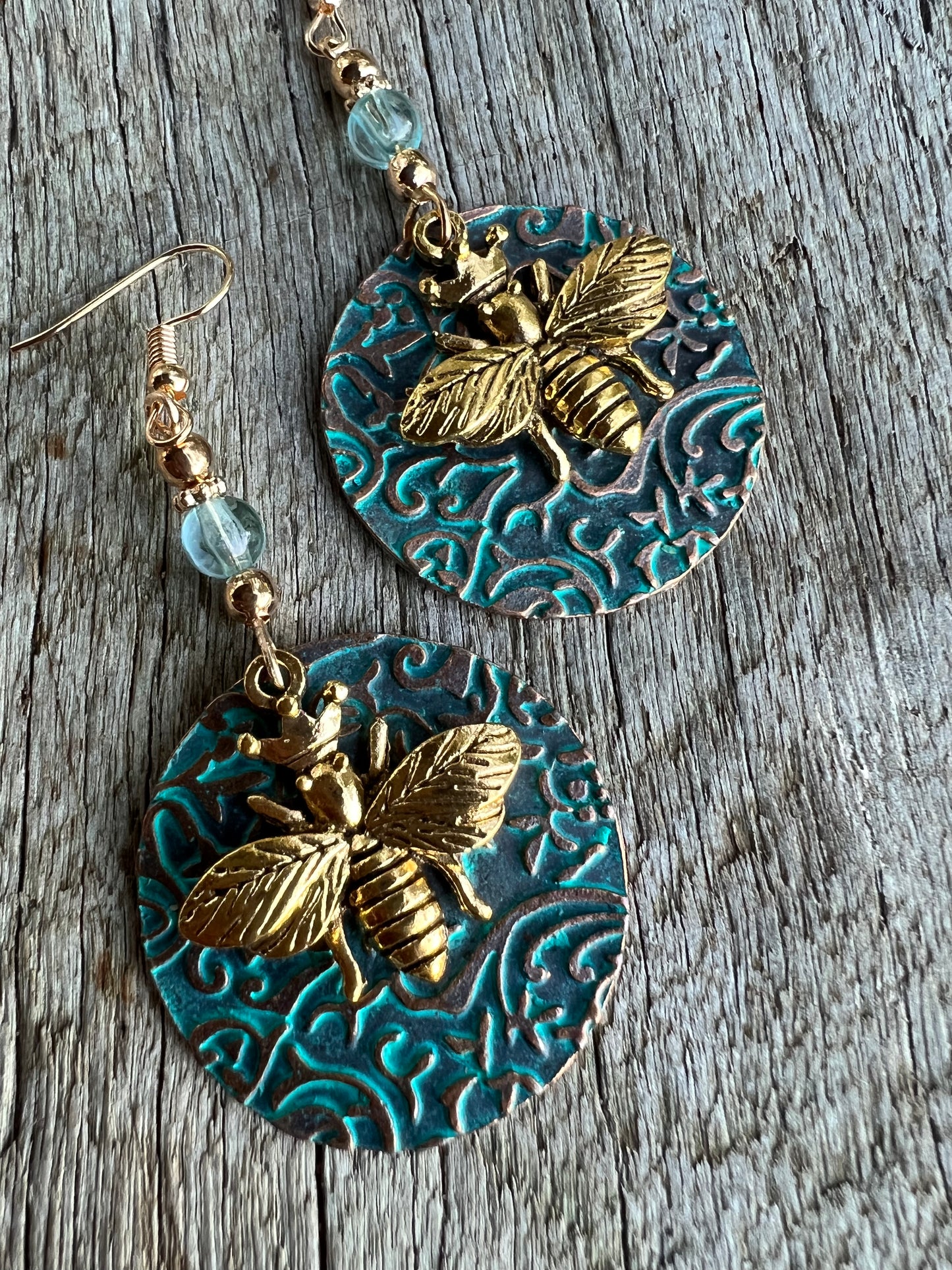 Beautiful Gold Bee Charm Earrings