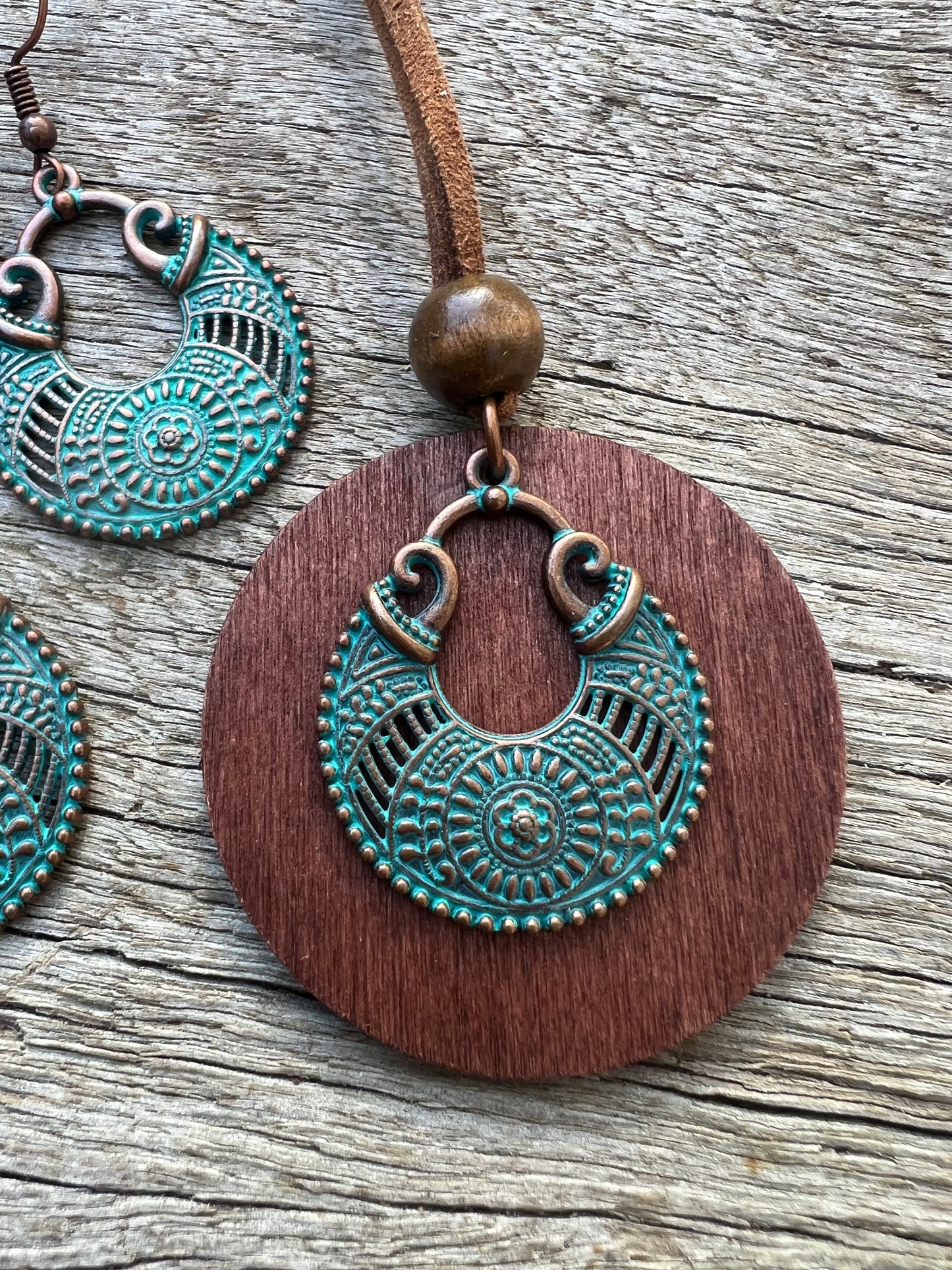 Gorgeous Patina Metal + Wood Set