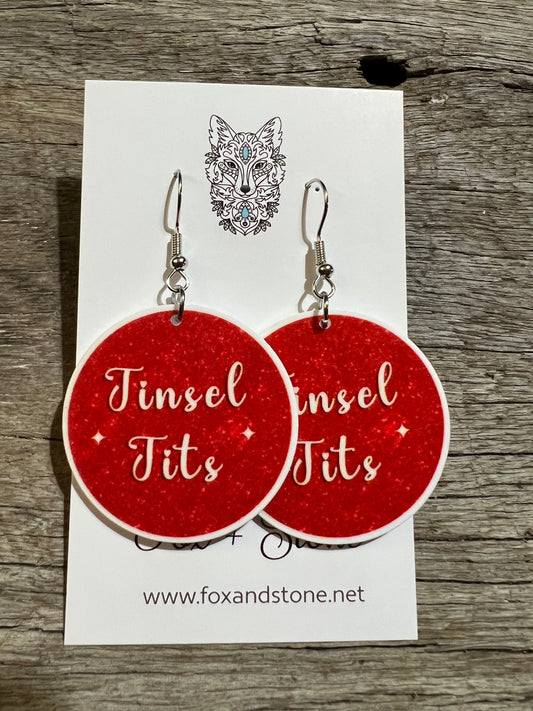 Xmas Tinsel Tits Resin Earrings