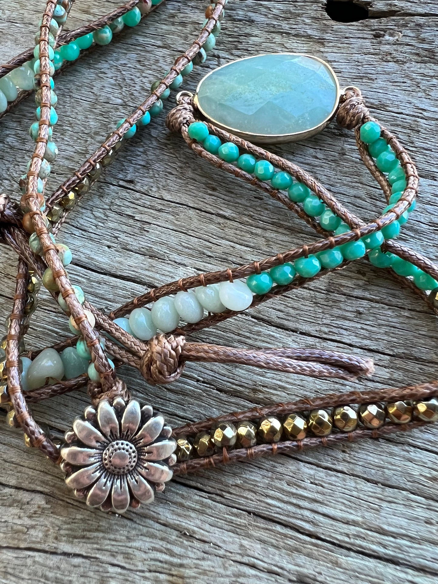 Amazonite Gemstone Multilayer Wrap Bracelet