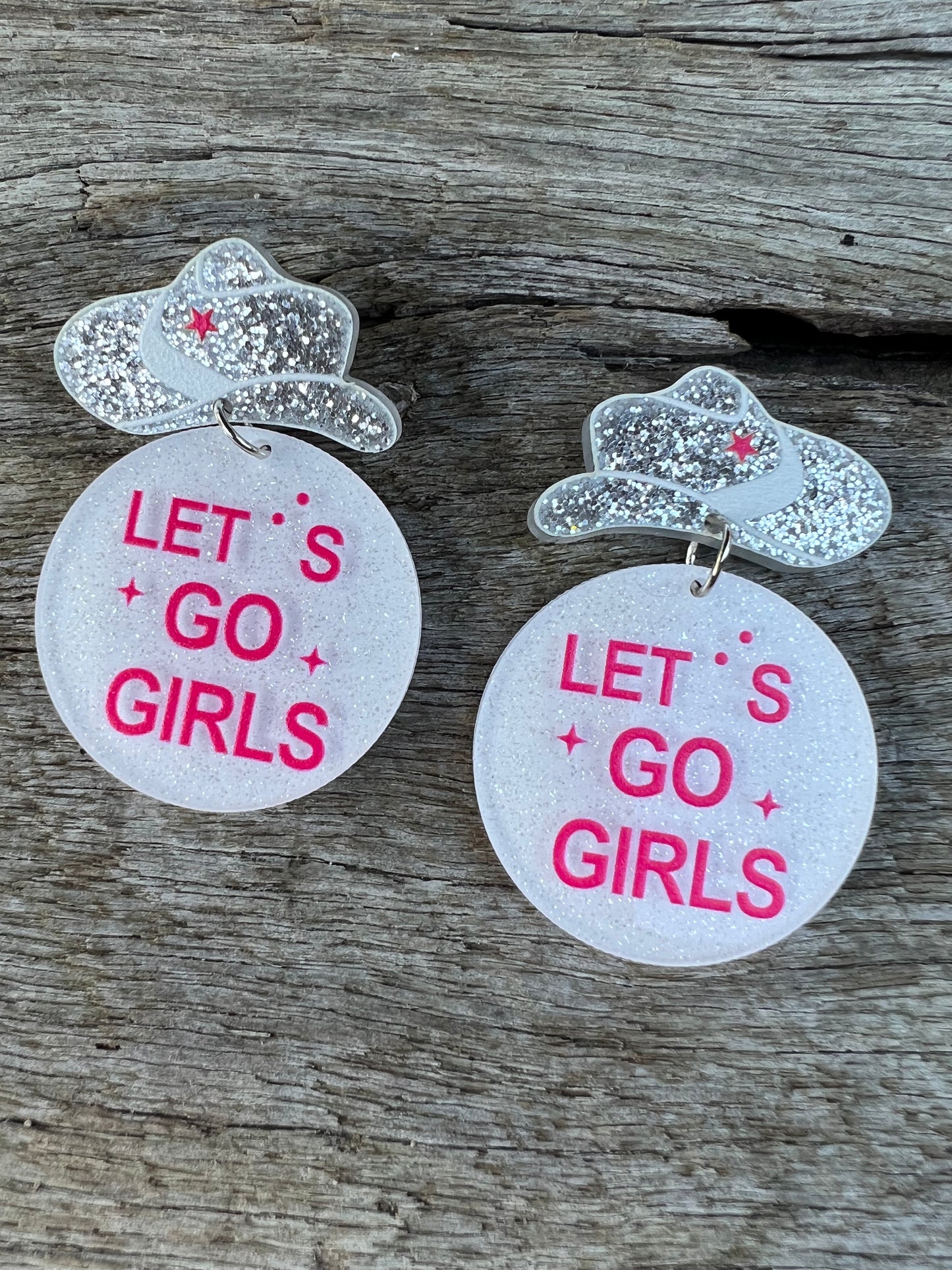 Let’s Go Girls Earrings White Pink