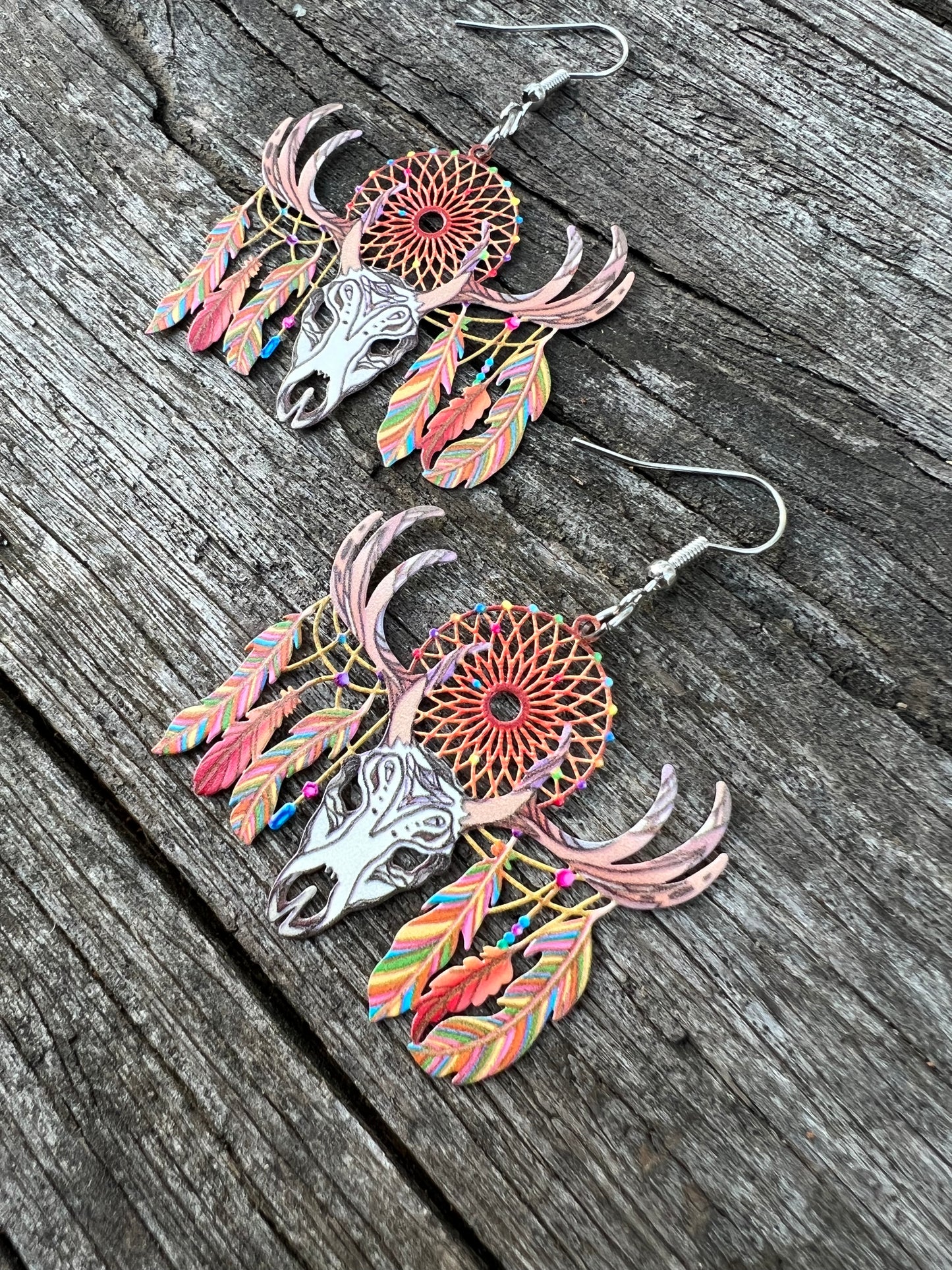 Boho Skull Dreamcatcher Dreams Earrings