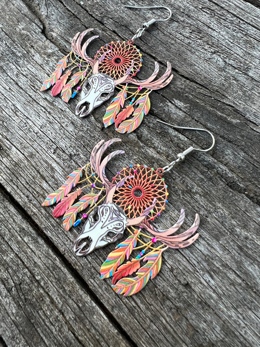 Boho Skull Dreamcatcher Dreams Earrings