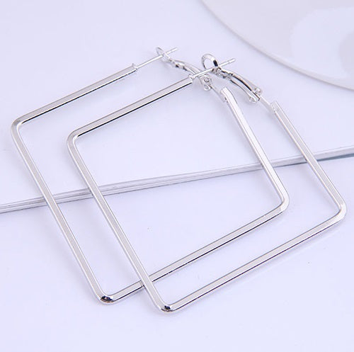 Large Square Silver Earrings