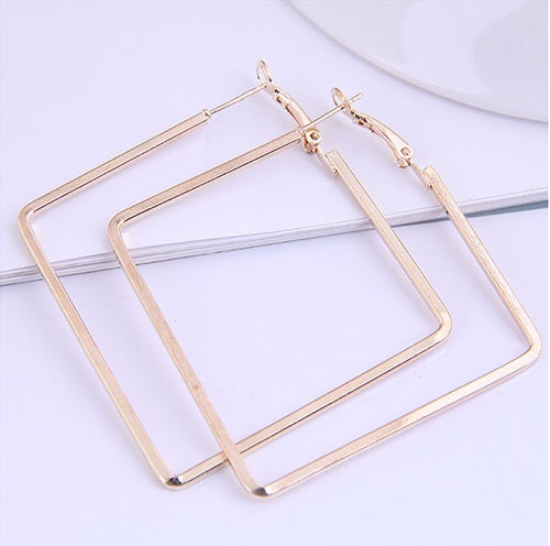 Large Square Gold Earrings