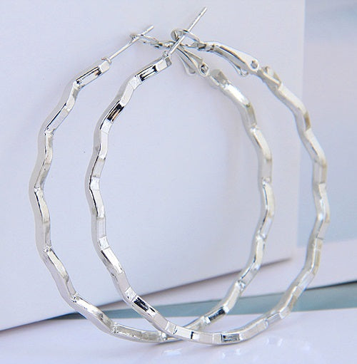 Large Wave Design Silver Earrings