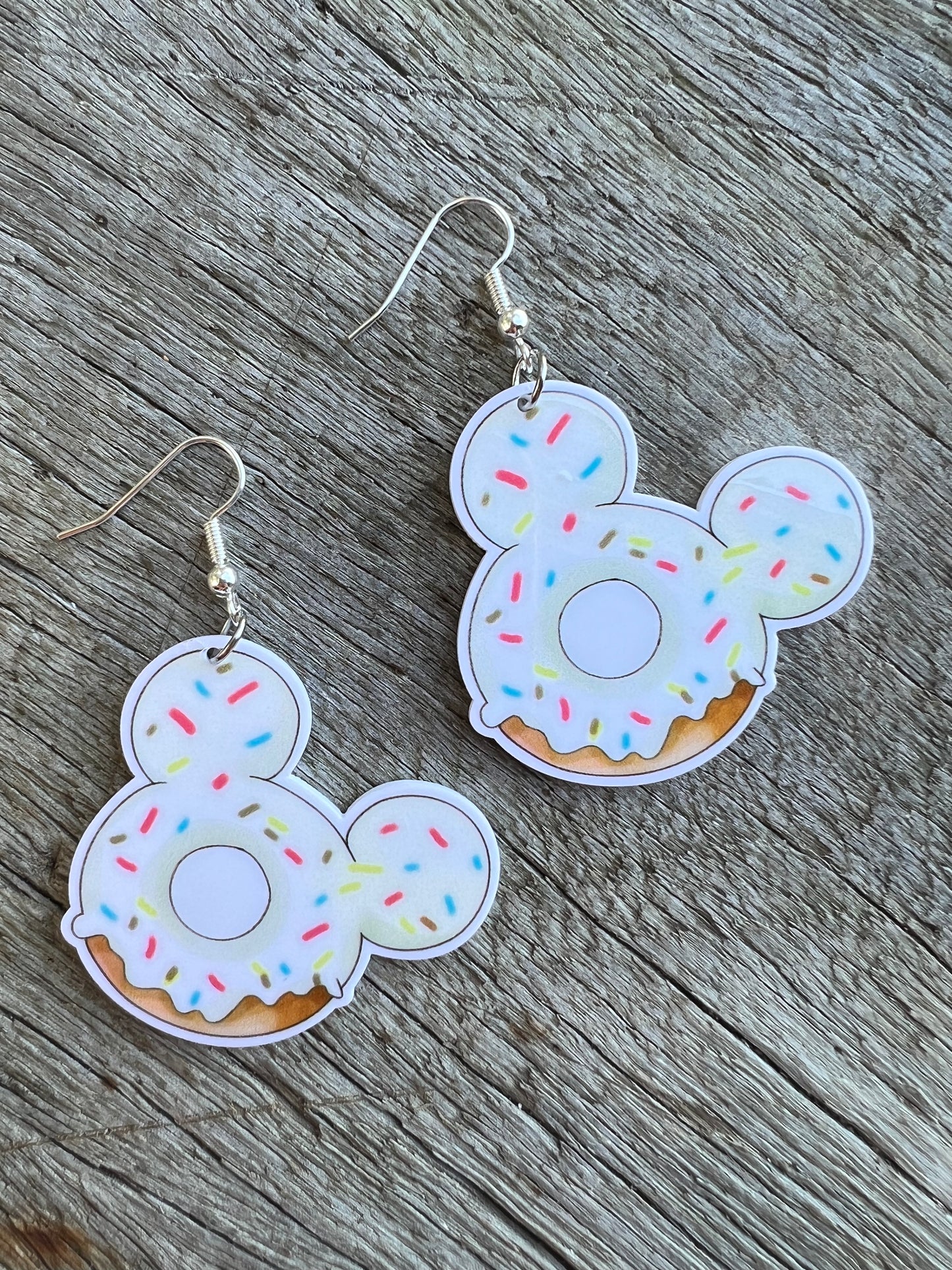 White Iced Micky Donut Earrings