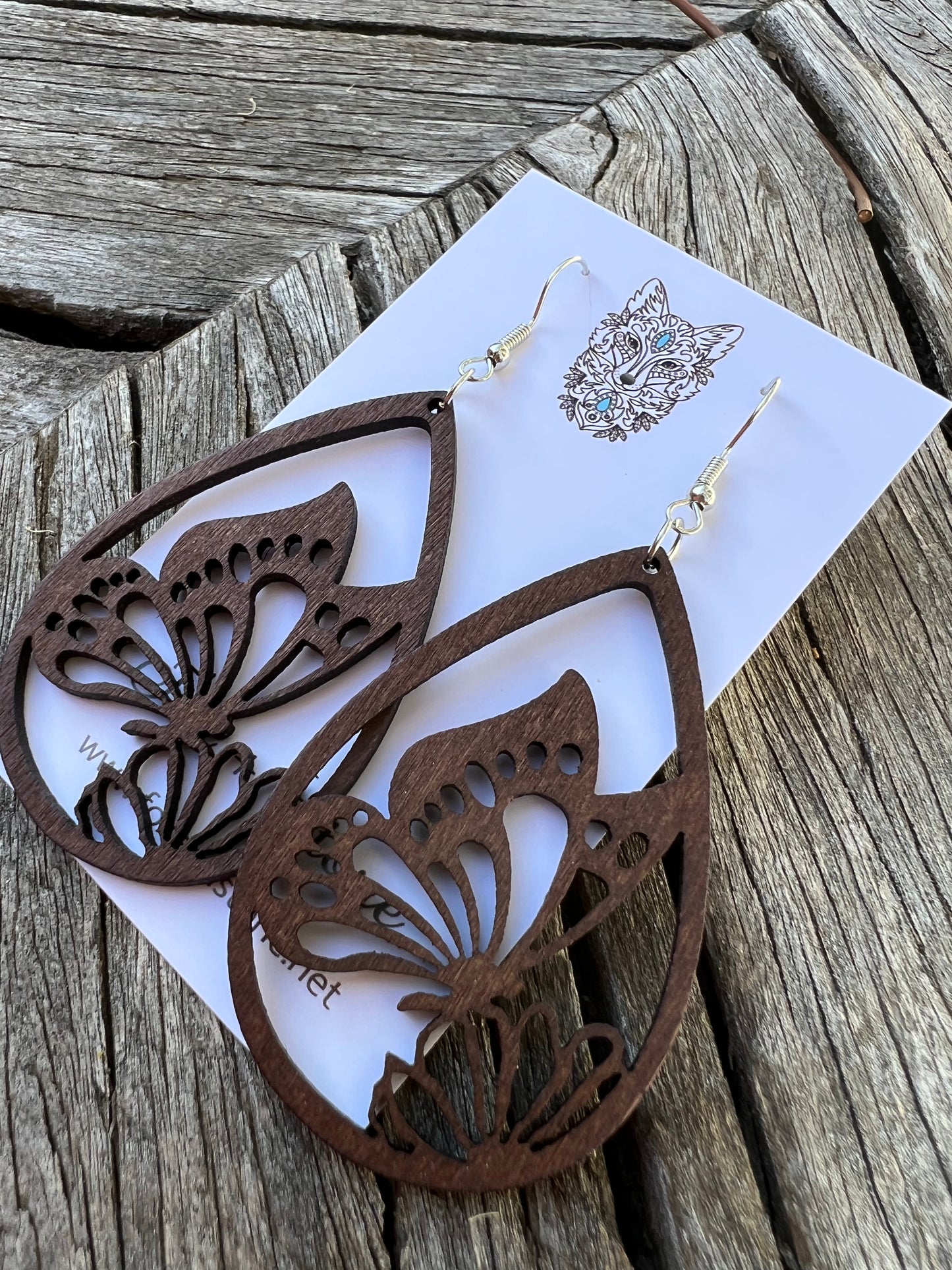 Beautiful Butterfly Natural Wood Earrings