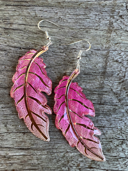 Blush Ombre Leaf Earrings
