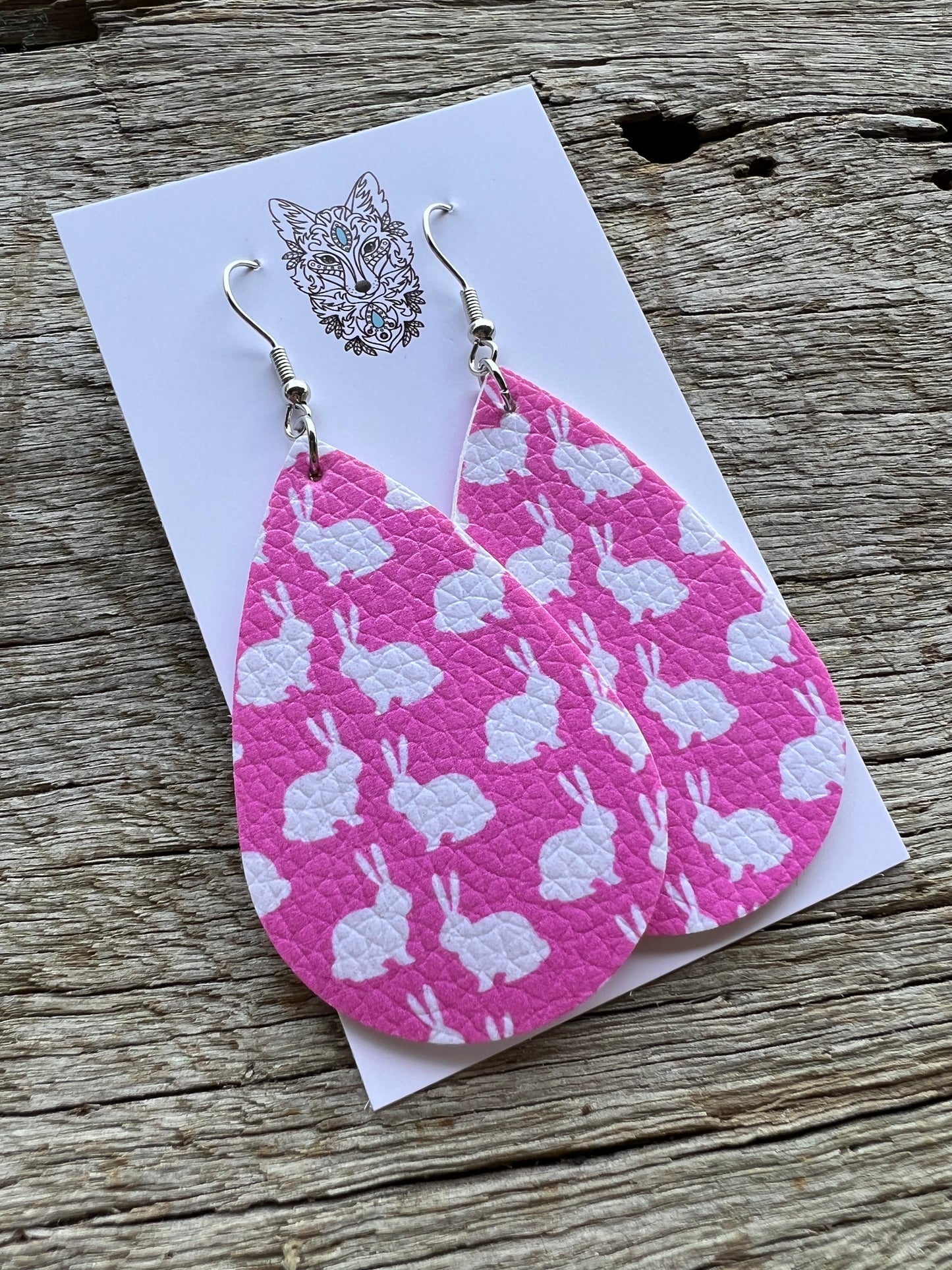 Faux Leather Bunny Easter Earrings