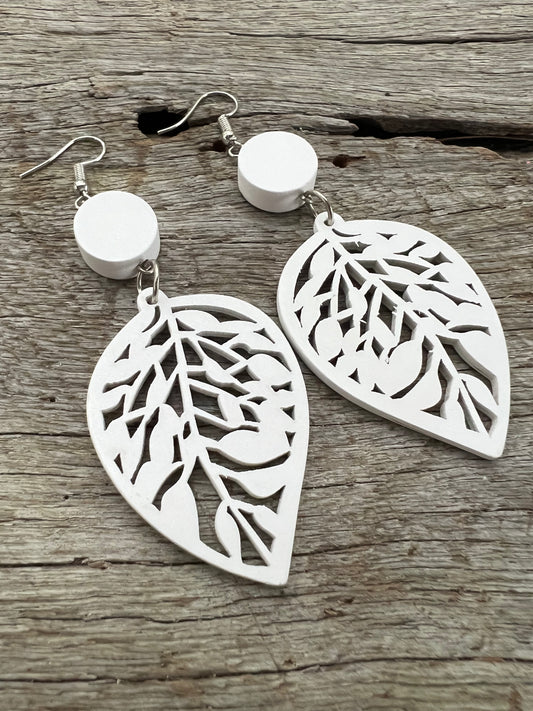 White Sienna Wood Earrings