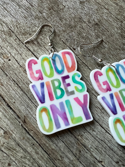 Good Vibes Only Watercolour Earrings