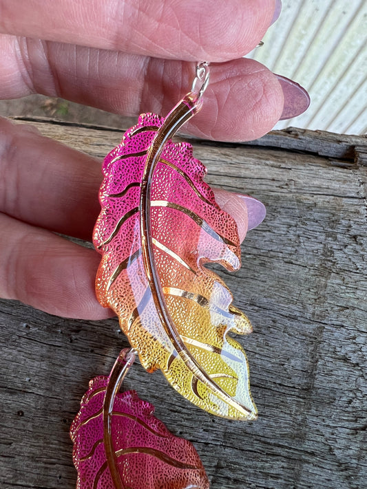 Sunset Ombre Leaf Earrings