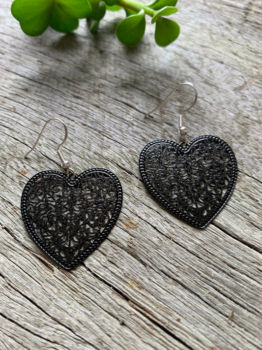 Midnight Black Heart Filigree