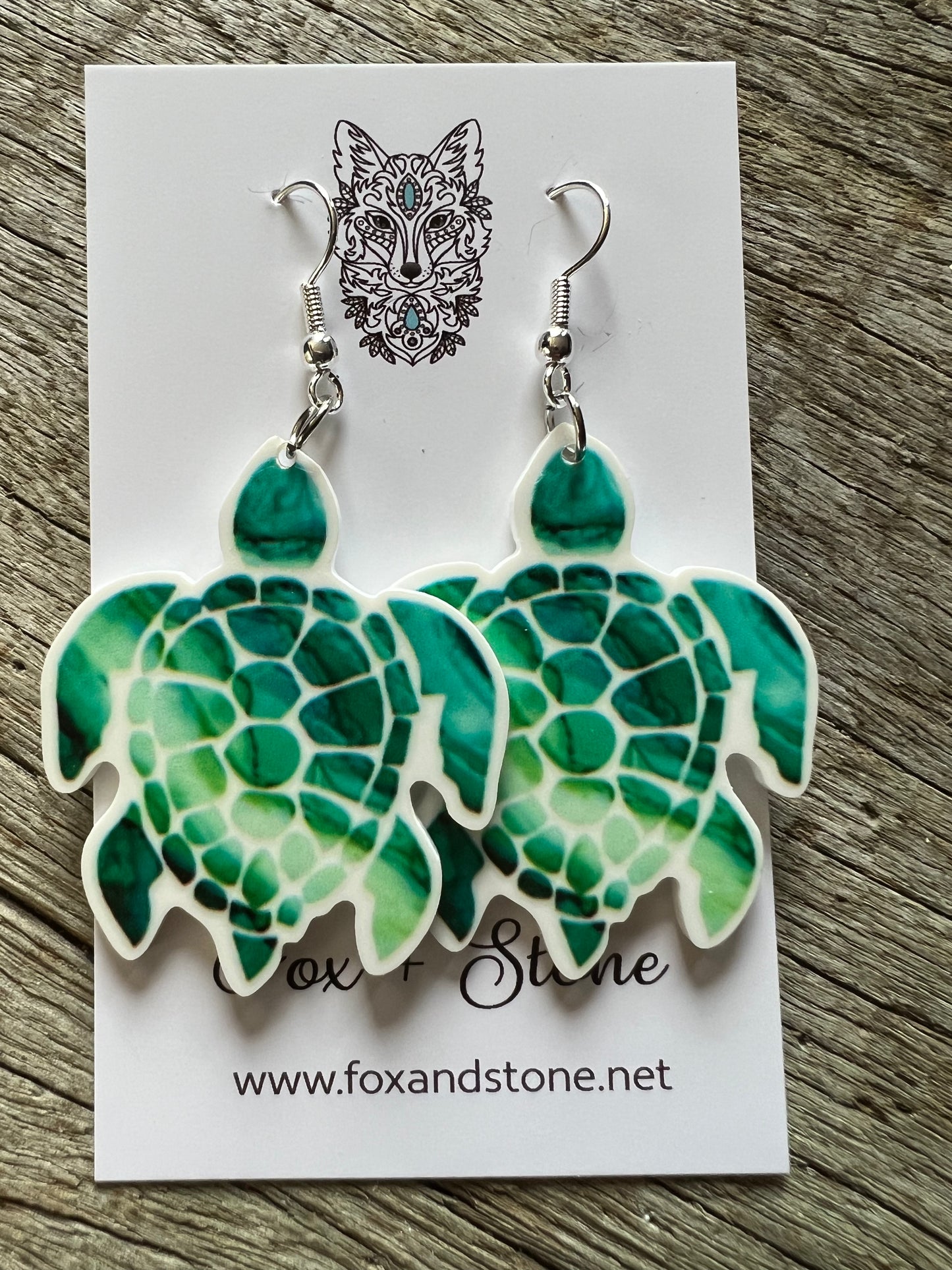 Ocean Turtle Green Earrings