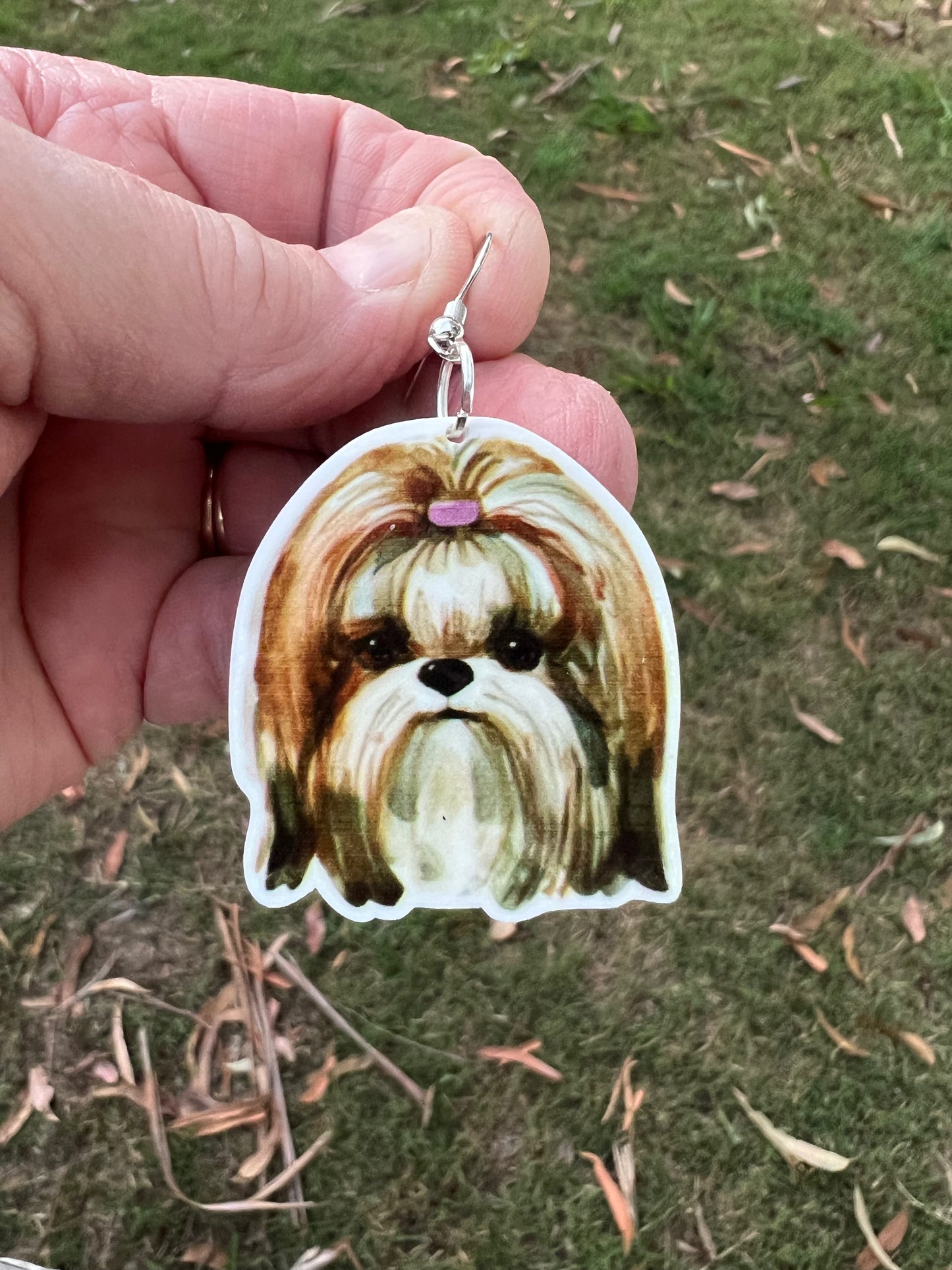 Maltese/Shitzu Dog Earrings