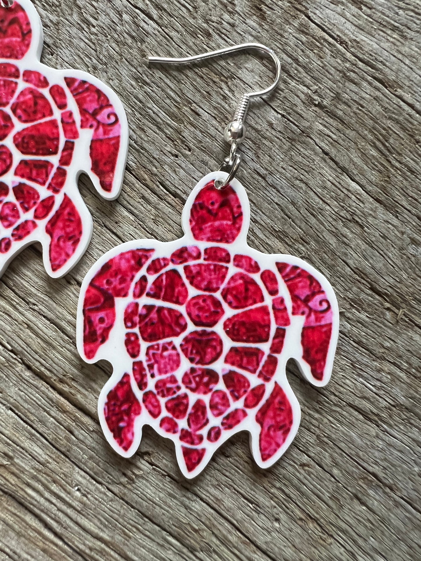 Ocean Turtle Pink Earrings