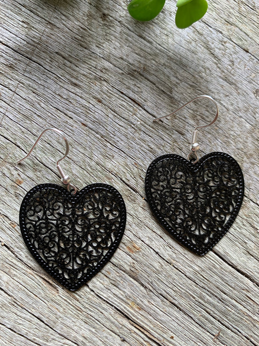 Midnight Black Heart Filigree