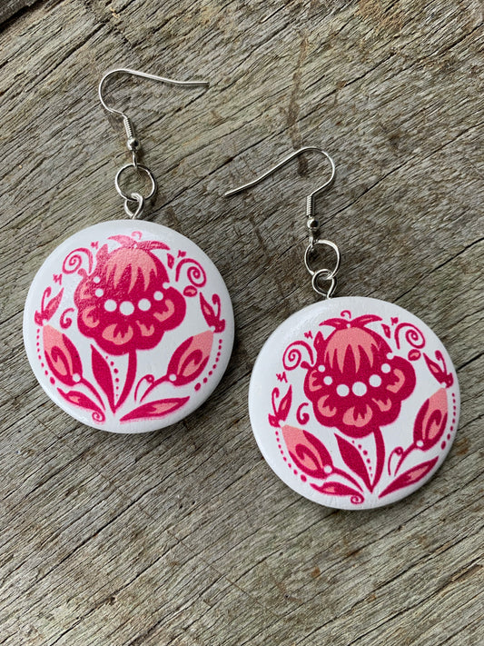 Pink Lydia Wood Earrings