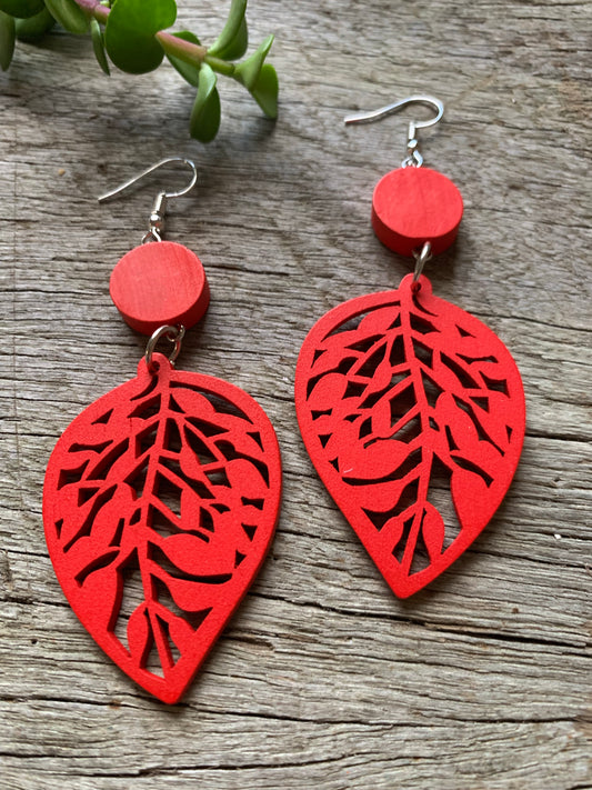 Red Sienna Wood Earrings