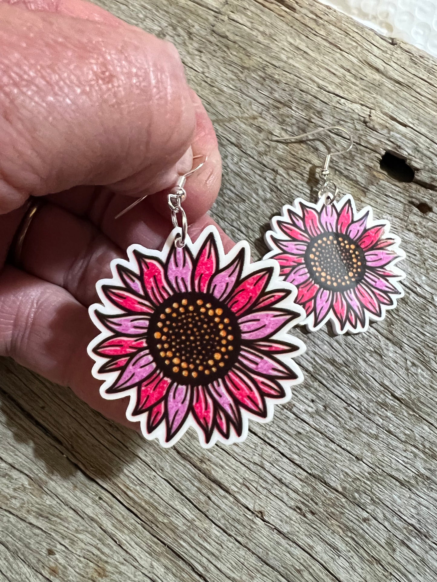 Purple Harmony Sunflower Earrings